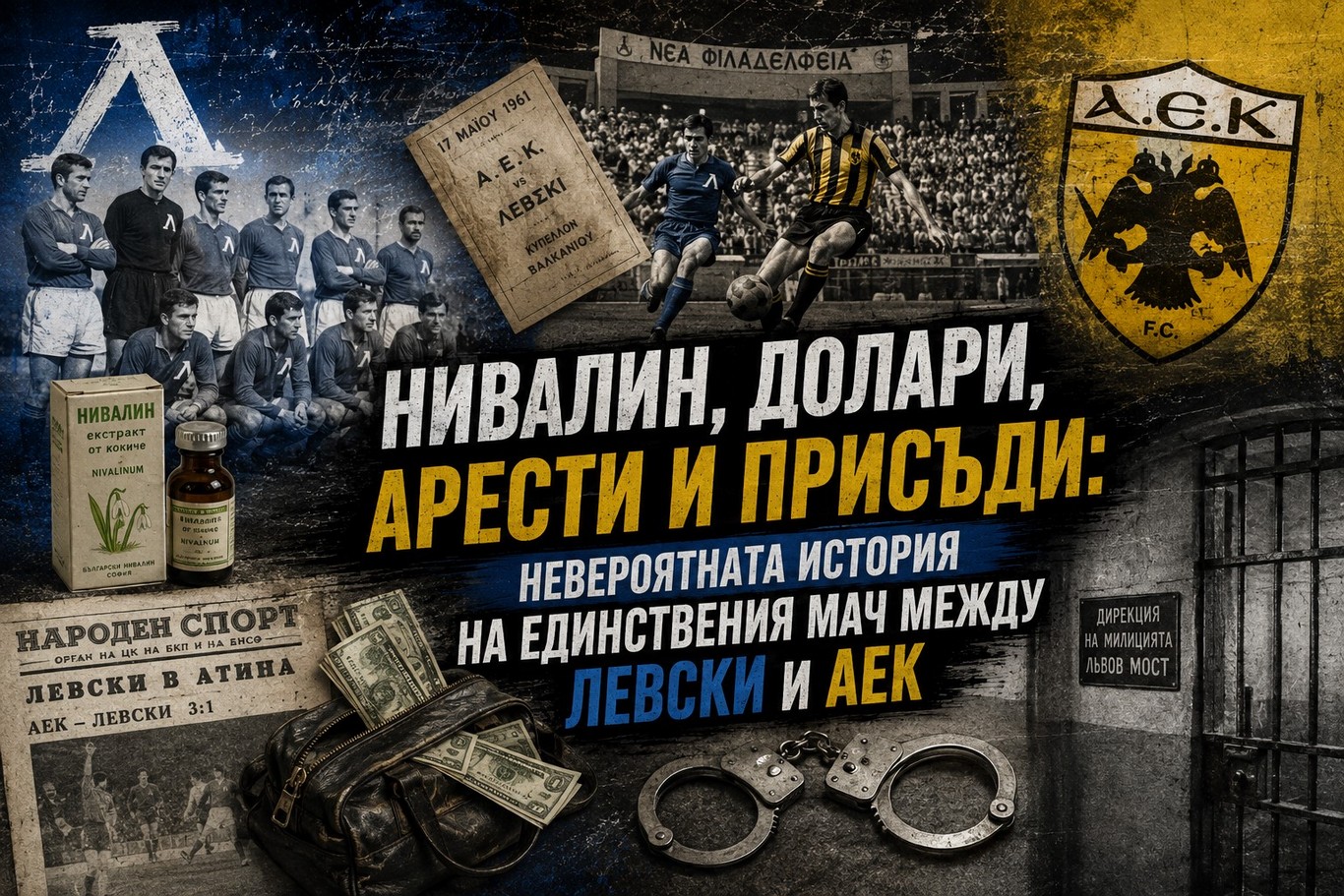 Нивалин, долари, арести и присъди: невероятната история на единствения мач между Левски и АЕК